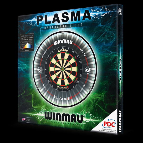 Winmau Plasma Dartboard Surround Light & Black Surround Bundle